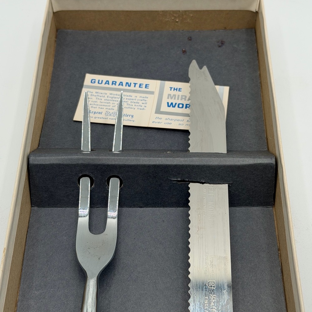 Sheffield 2 Pc Cutlery Set Carving Knife & Meat Fork Floral Stainless Steel - Picture 3 of 16